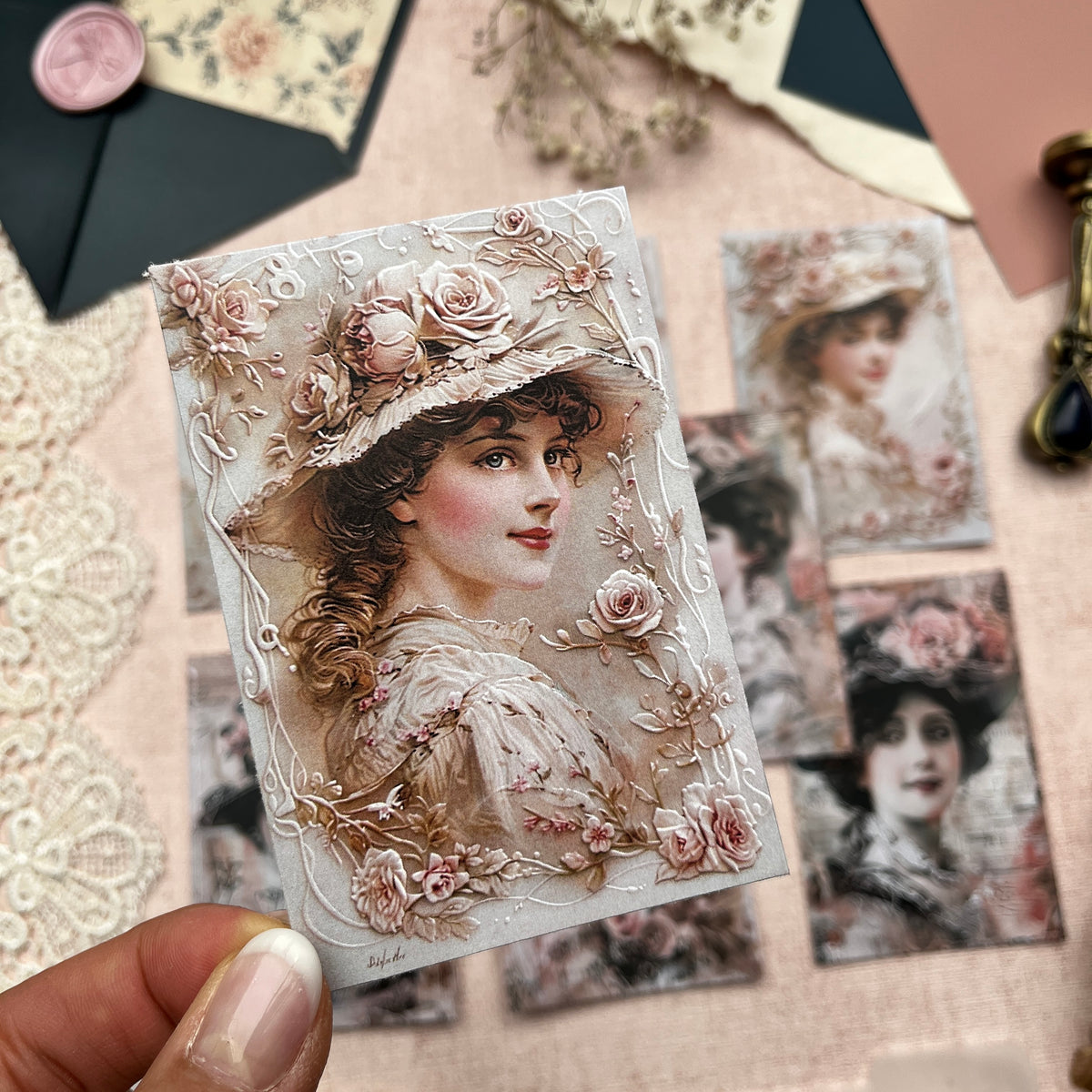 Vintage und Mix Media Ladies | Journal Karten Set mit 8 Karten