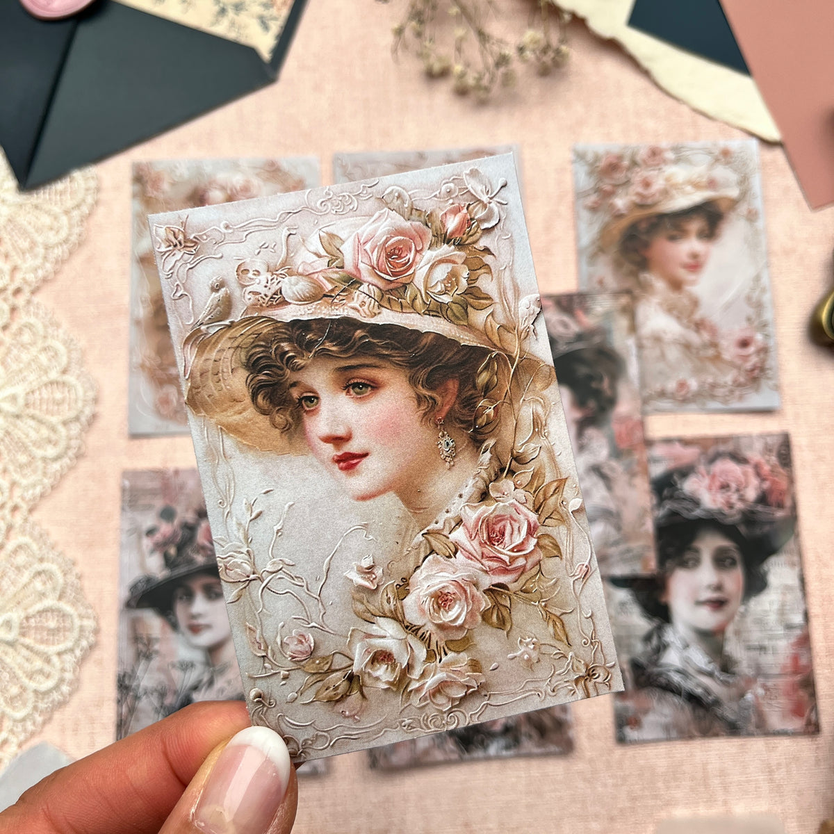 Vintage und Mix Media Ladies | Journal Karten Set mit 8 Karten