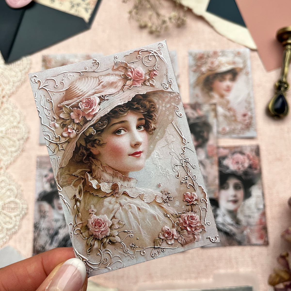 Vintage und Mix Media Ladies | Journal Karten Set mit 8 Karten