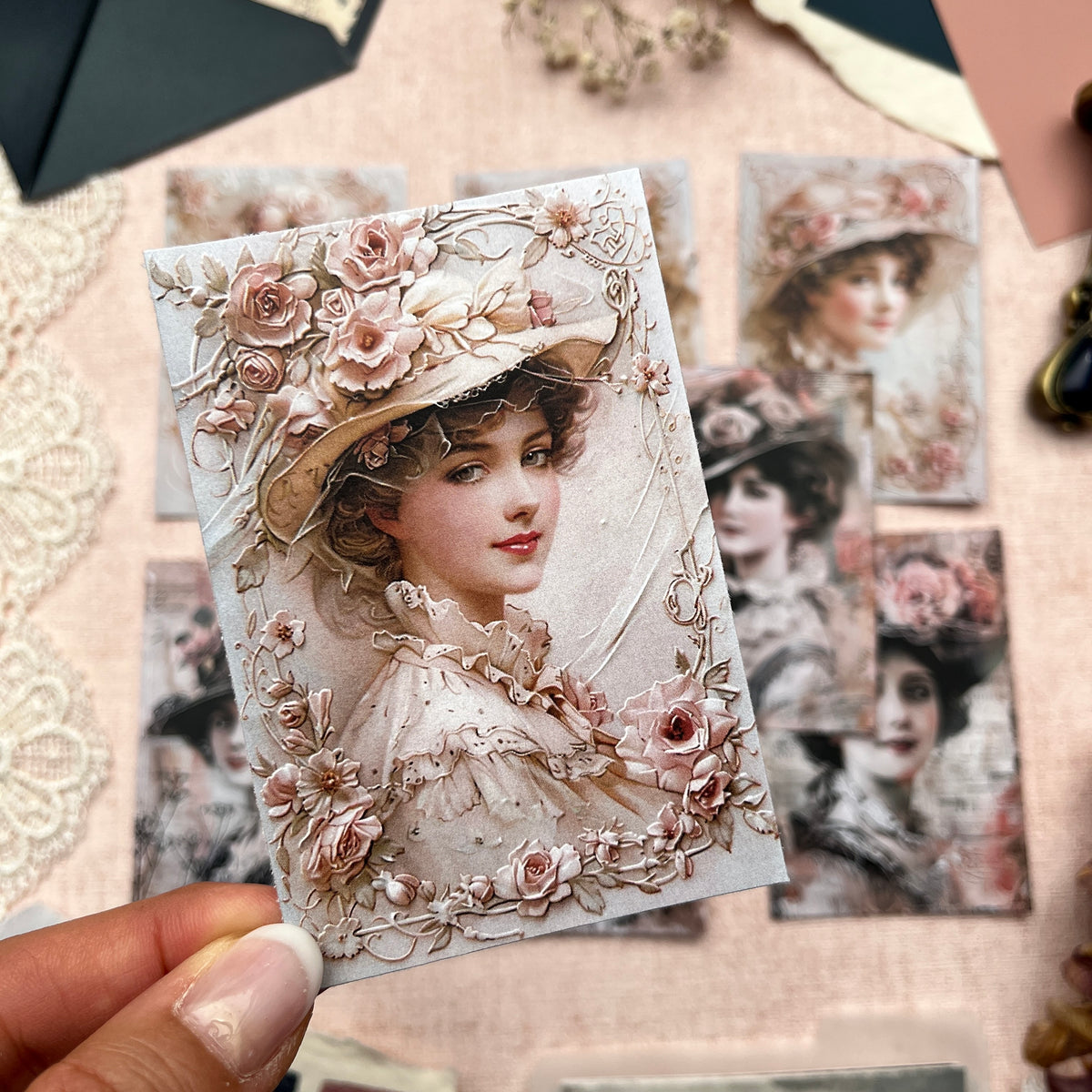 Vintage und Mix Media Ladies | Journal Karten Set mit 8 Karten