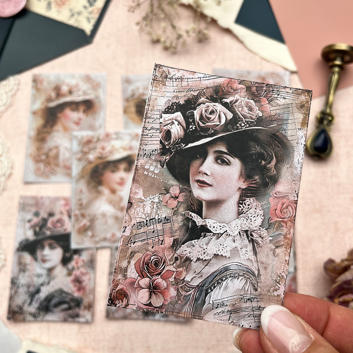 Vintage und Mix Media Ladies | Journal Karten Set mit 8 Karten