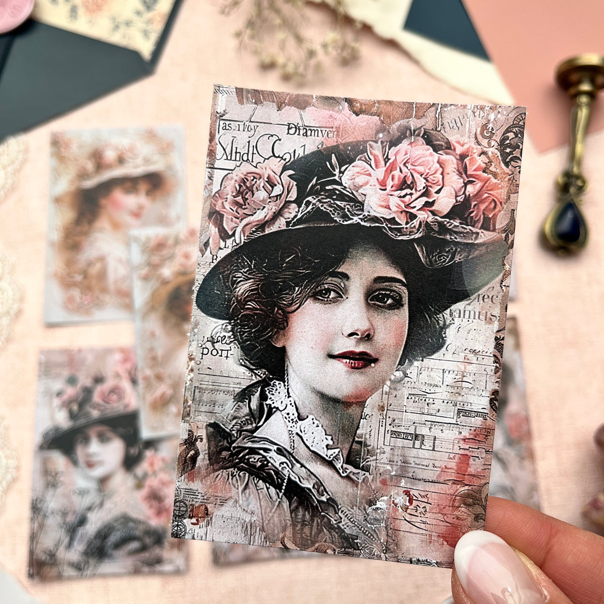 Vintage und Mix Media Ladies | Journal Karten Set mit 8 Karten