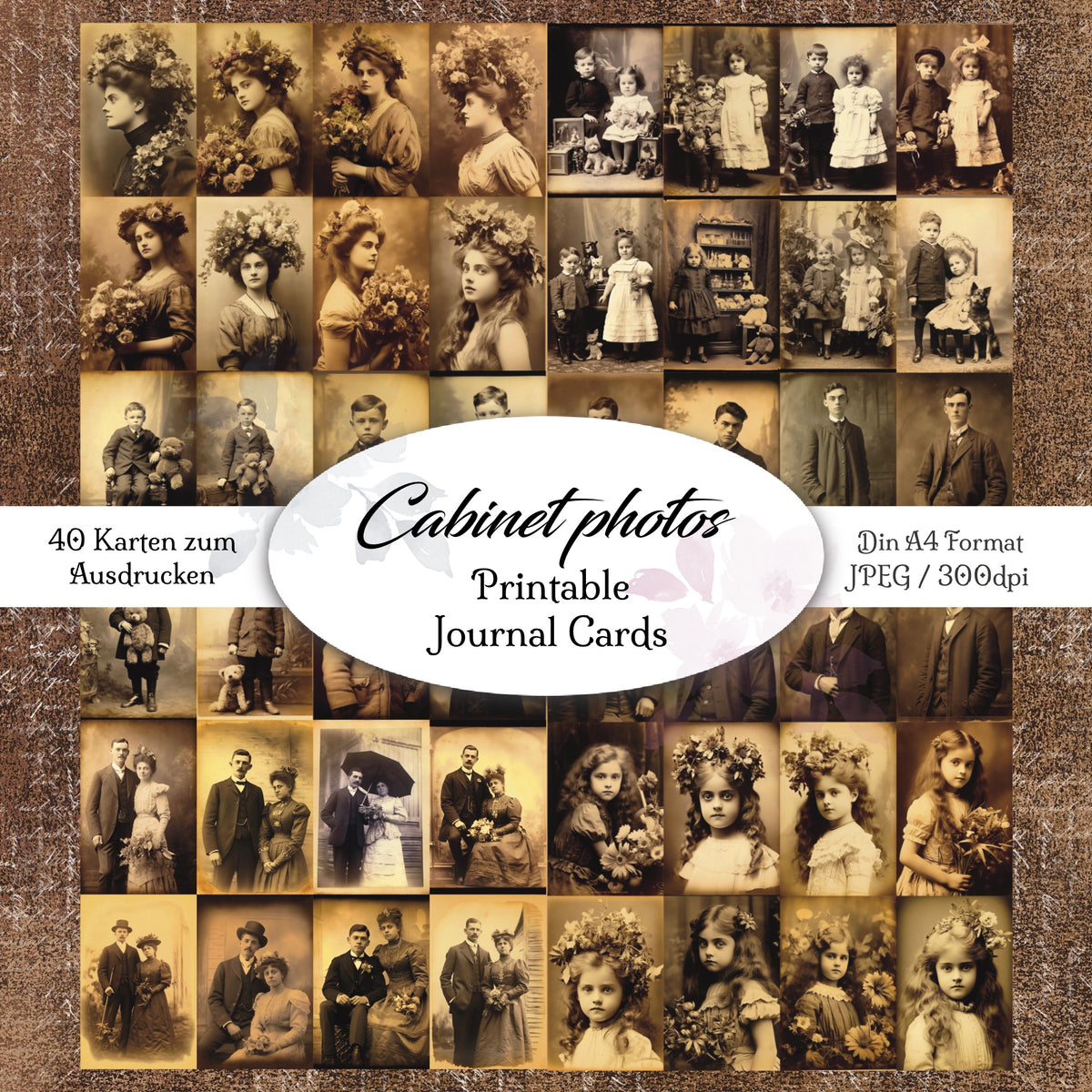 Digitale Journal Karten | Vintage Kabinett Fotografien