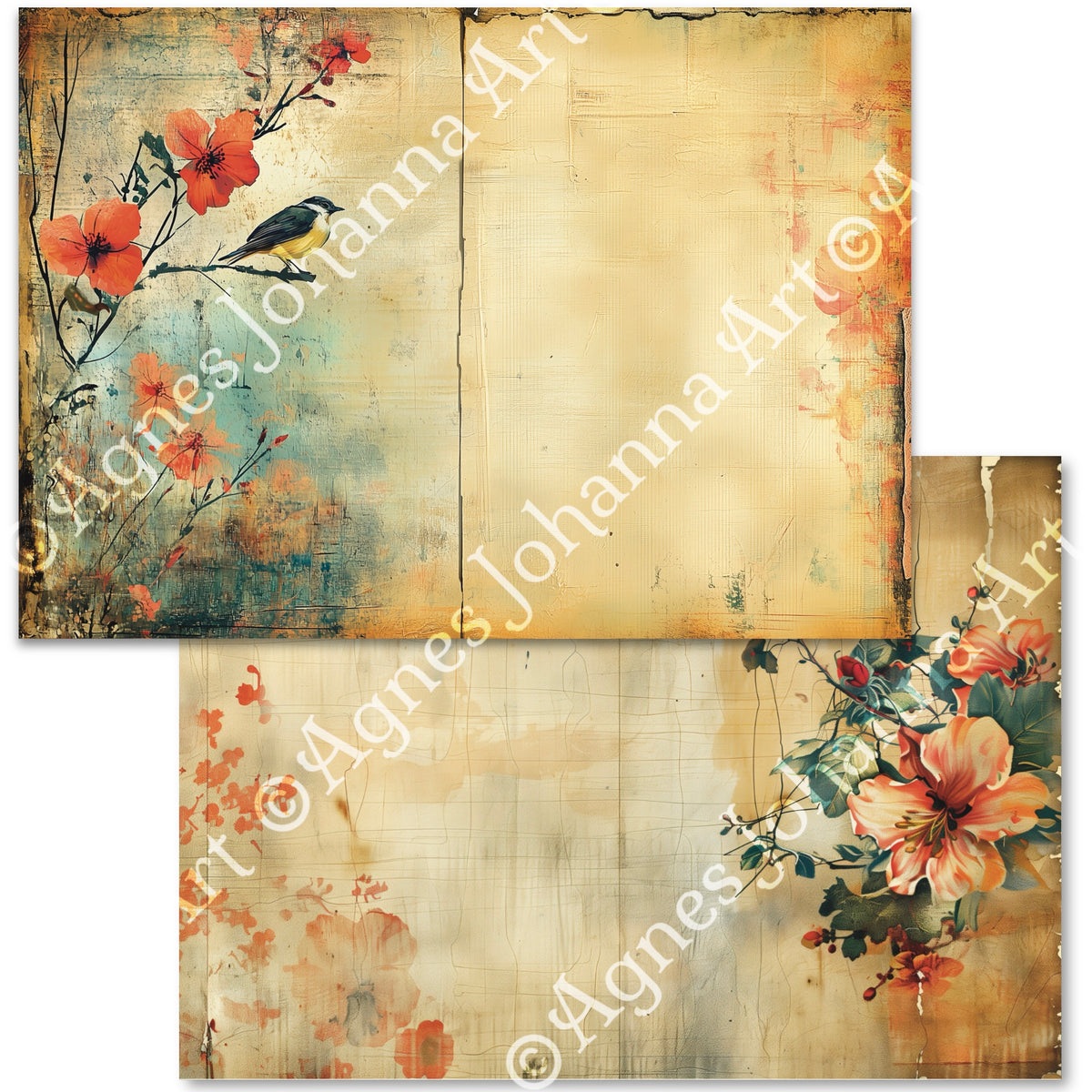 Digitales Papierset „Vintage Journal Vol.1“ - A4 zum Ausdrucken