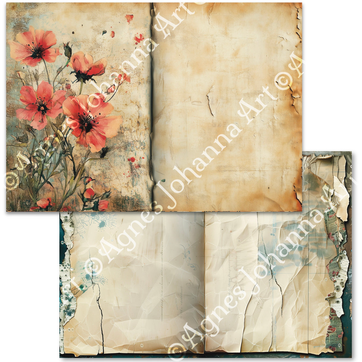 Digitales Papierset „Vintage Journal Vol.1“ - A4 zum Ausdrucken
