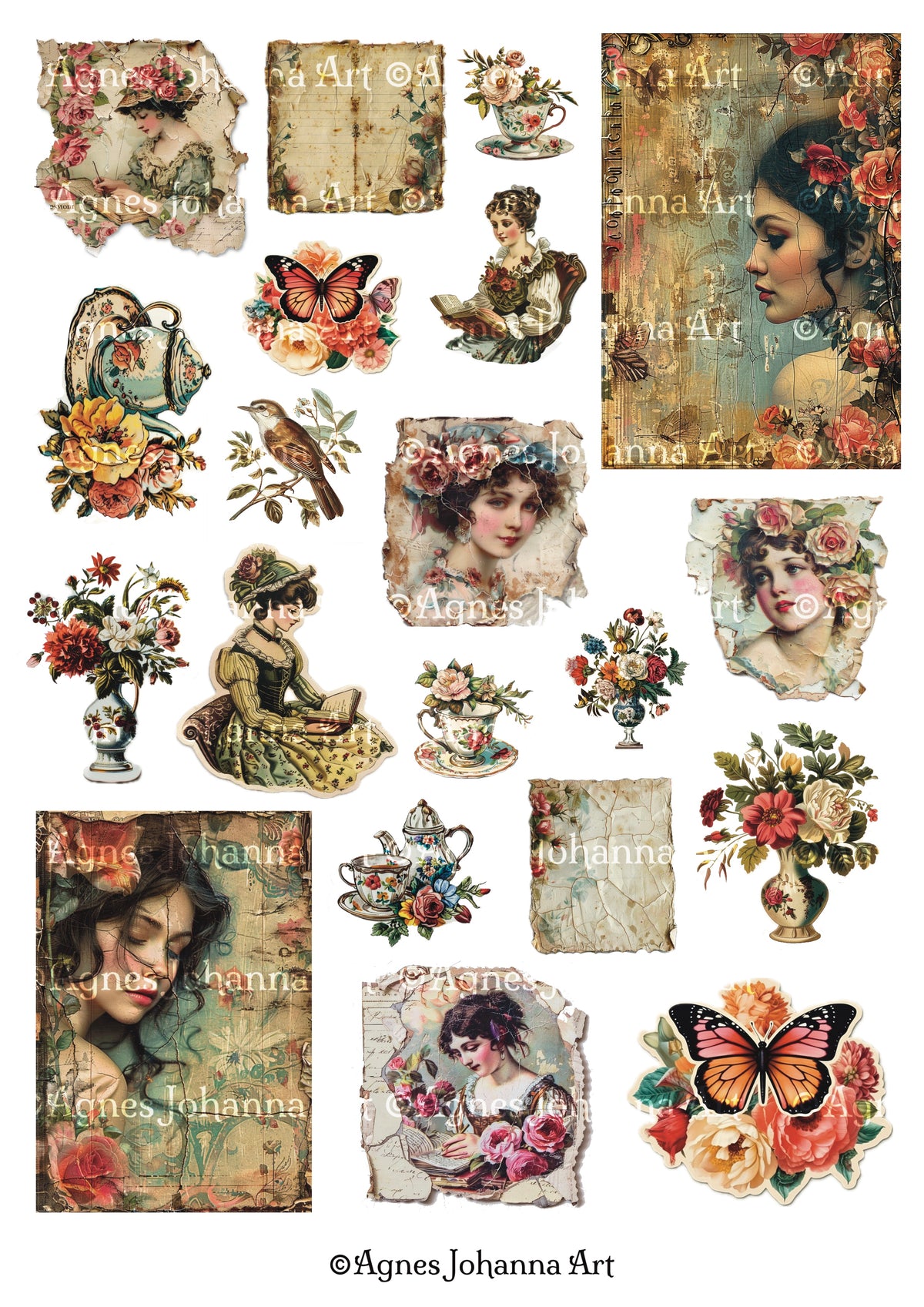 Gedrucktes Papierset "Vintage Junk Journal Vol.1"