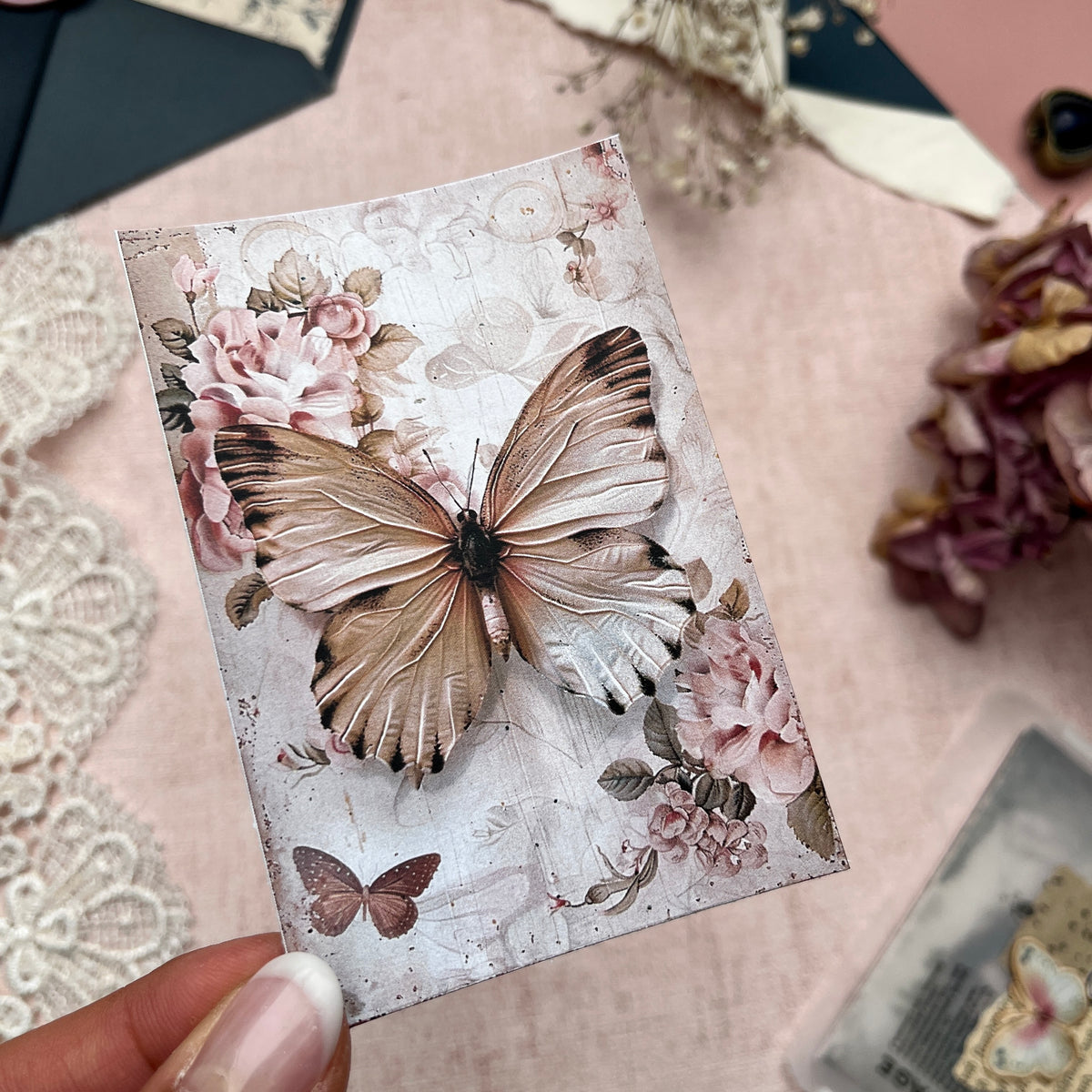 Shabby Chic Schmetterlinge | Journal Karten Set mit 8 Karten