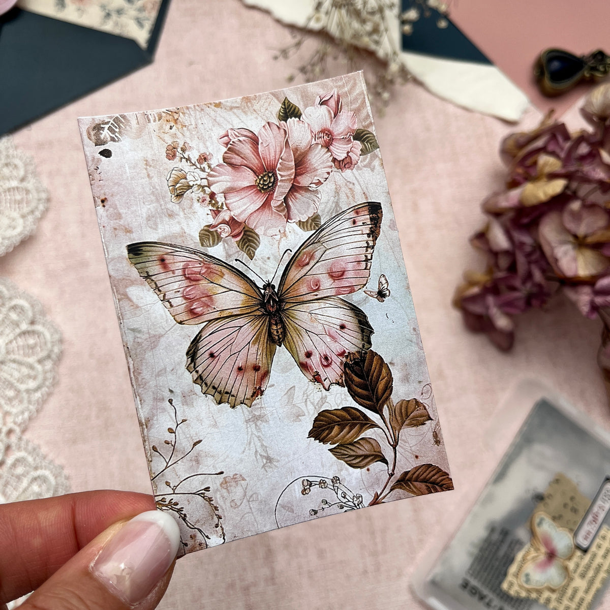 Shabby Chic Schmetterlinge | Journal Karten Set mit 8 Karten
