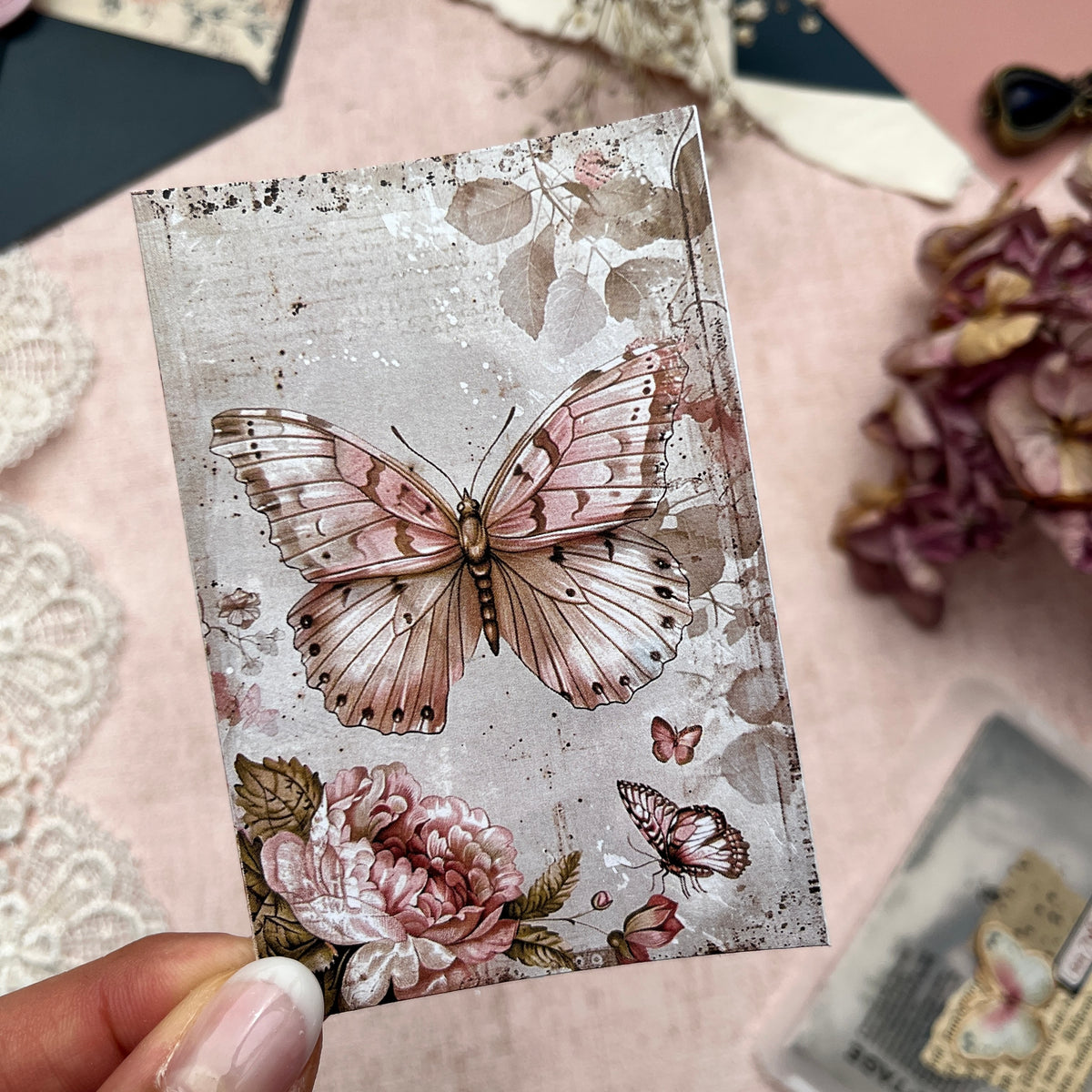 Shabby Chic Schmetterlinge | Journal Karten Set mit 8 Karten