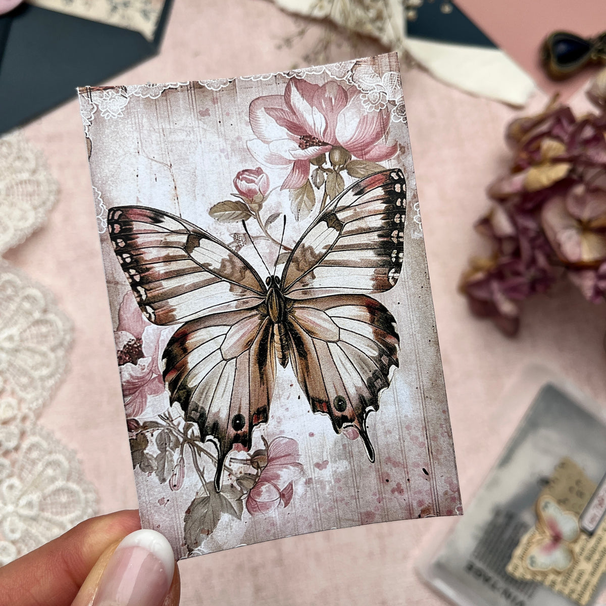 Shabby Chic Schmetterlinge | Journal Karten Set mit 8 Karten