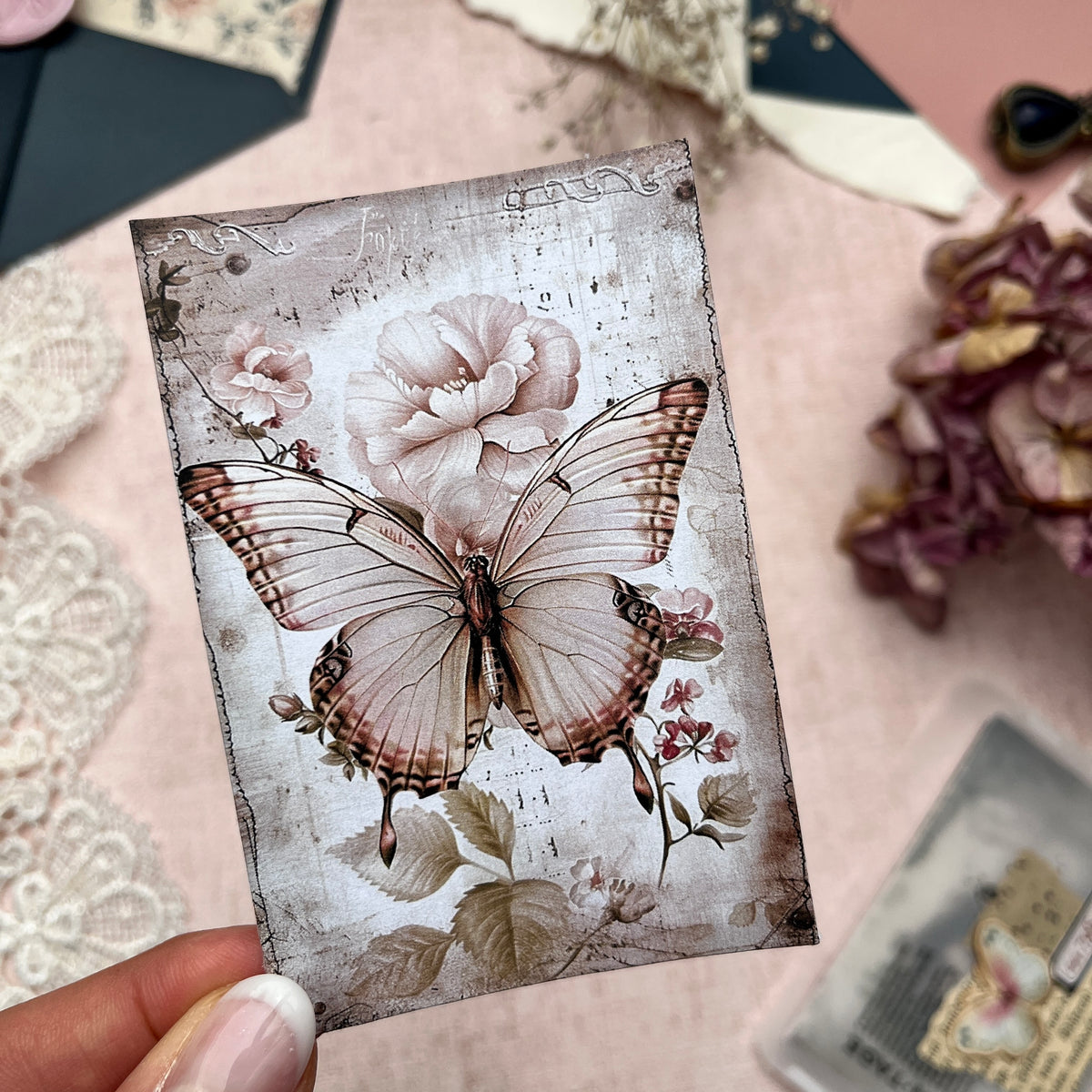 Shabby Chic Schmetterlinge | Journal Karten Set mit 8 Karten