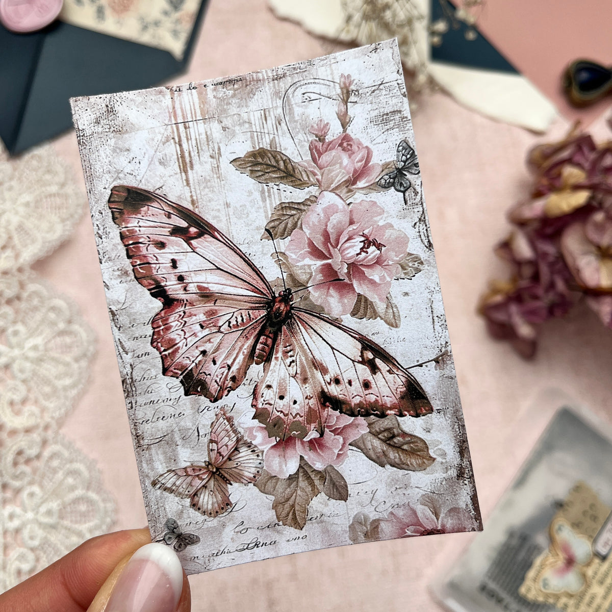 Shabby Chic Schmetterlinge | Journal Karten Set mit 8 Karten