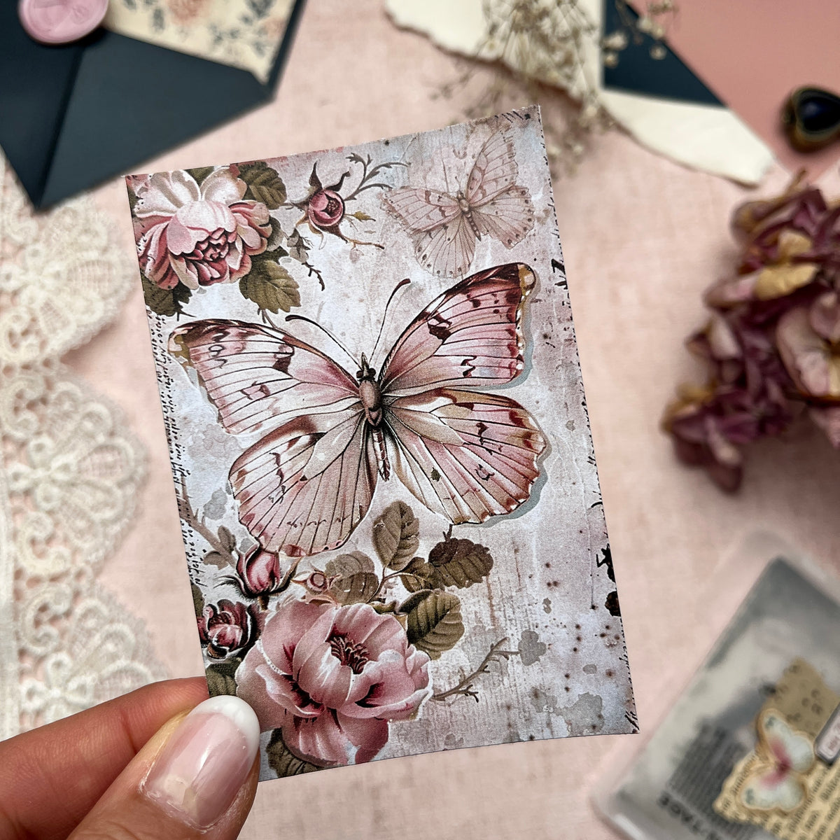 Shabby Chic Schmetterlinge | Journal Karten Set mit 8 Karten