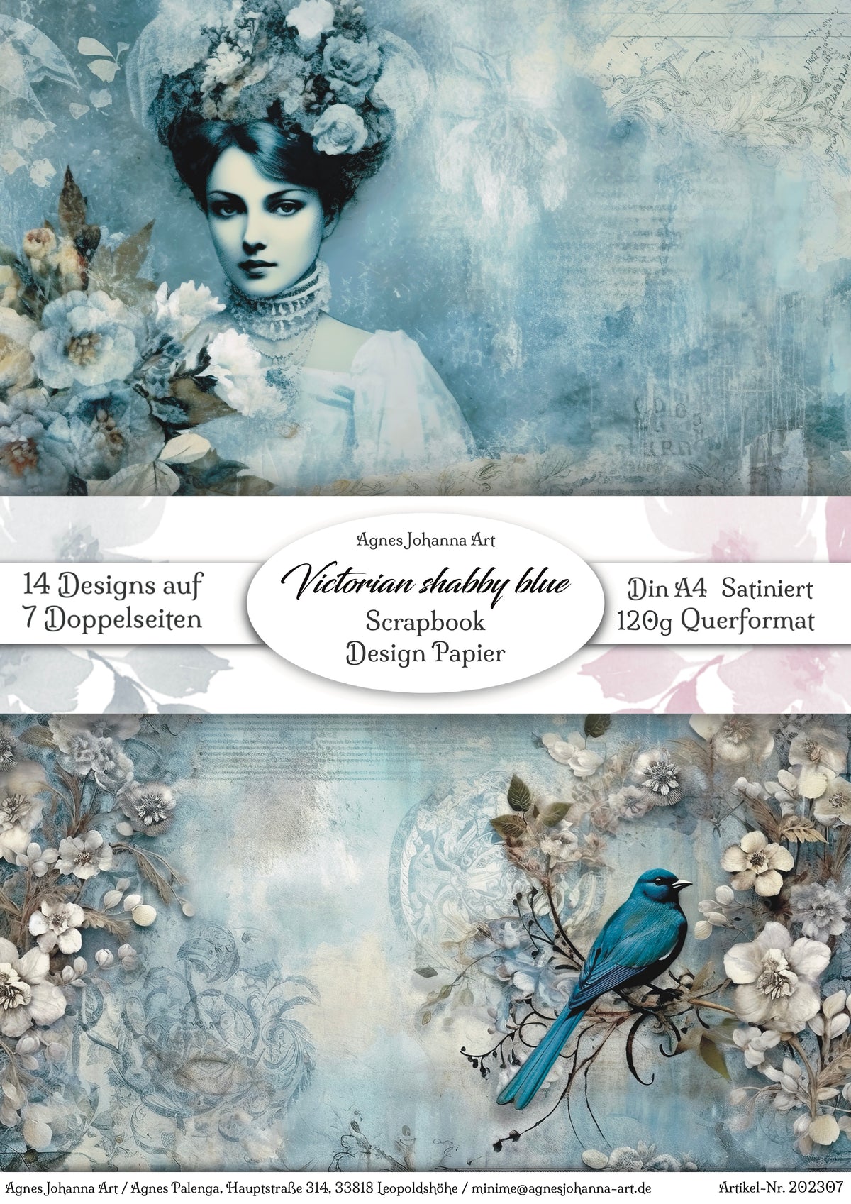 Gedrucktes Papierset "Victorian Shabby Blue"
