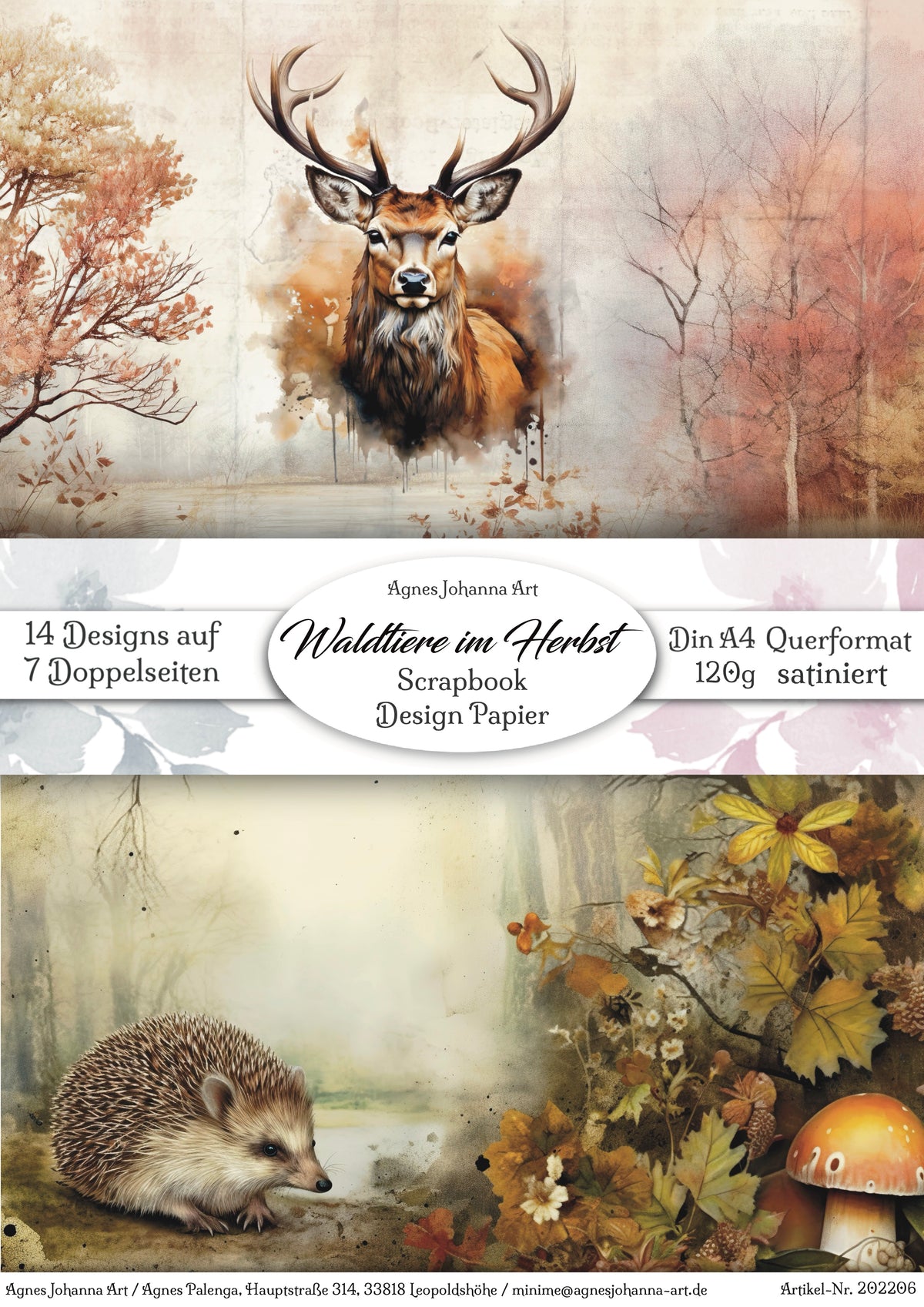Gedrucktes Papierset "Waldtiere im Herbst"