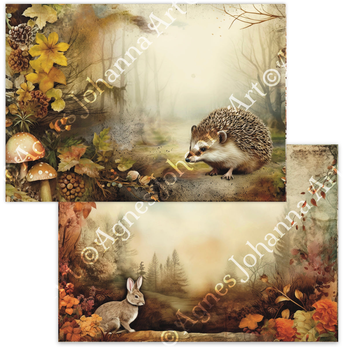 Gedrucktes Papierset "Waldtiere im Herbst"