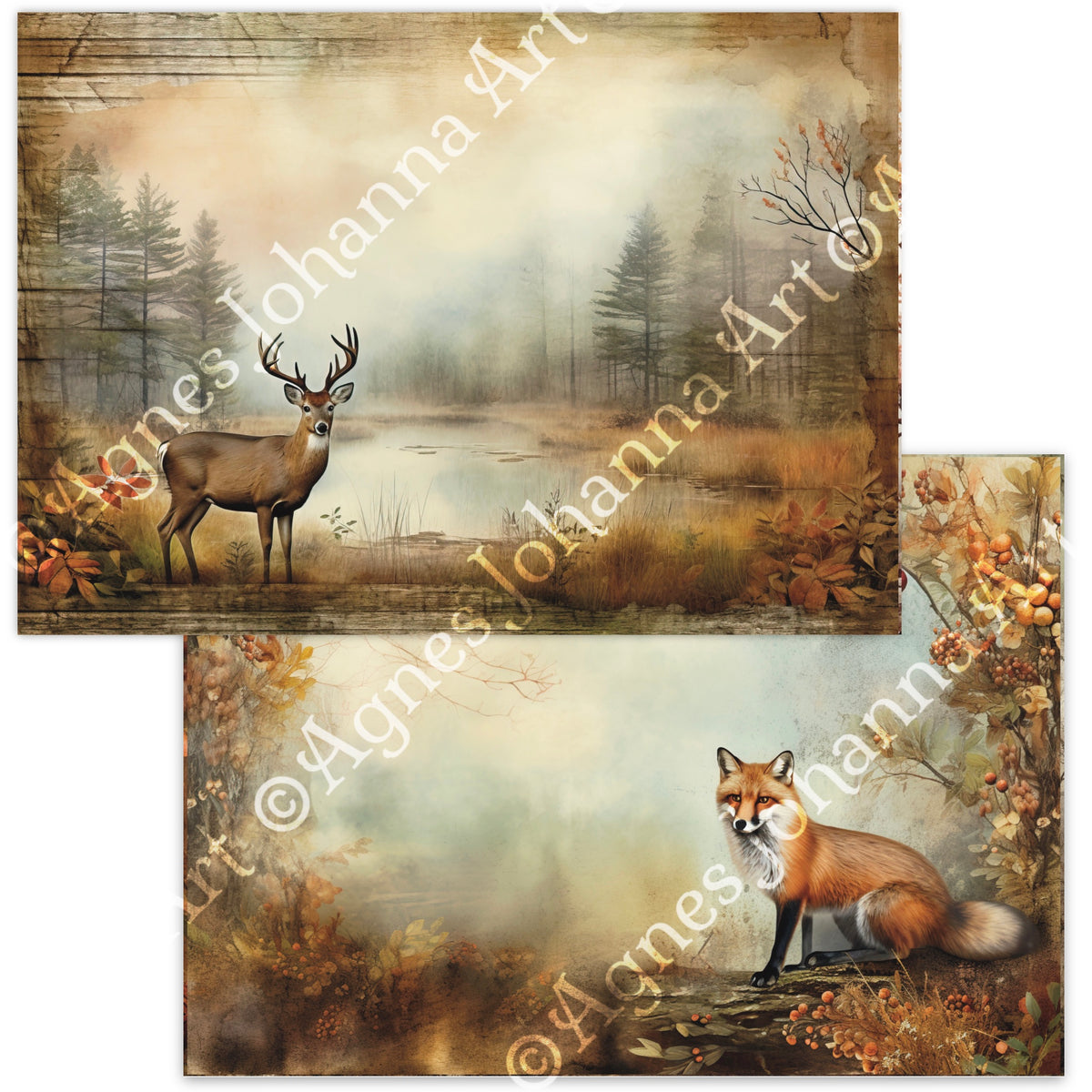 Gedrucktes Papierset "Waldtiere im Herbst"