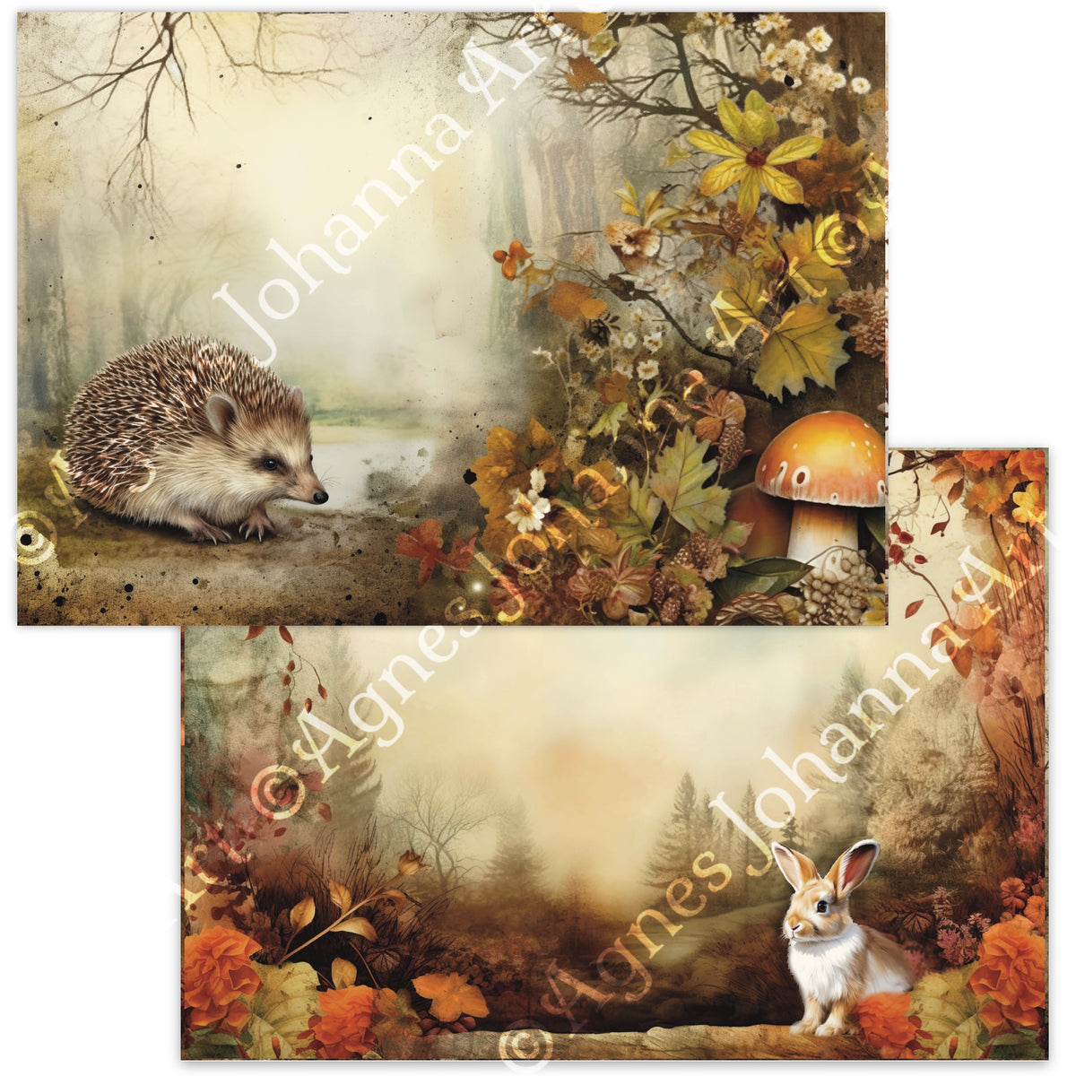 Gedrucktes Papierset "Waldtiere im Herbst"