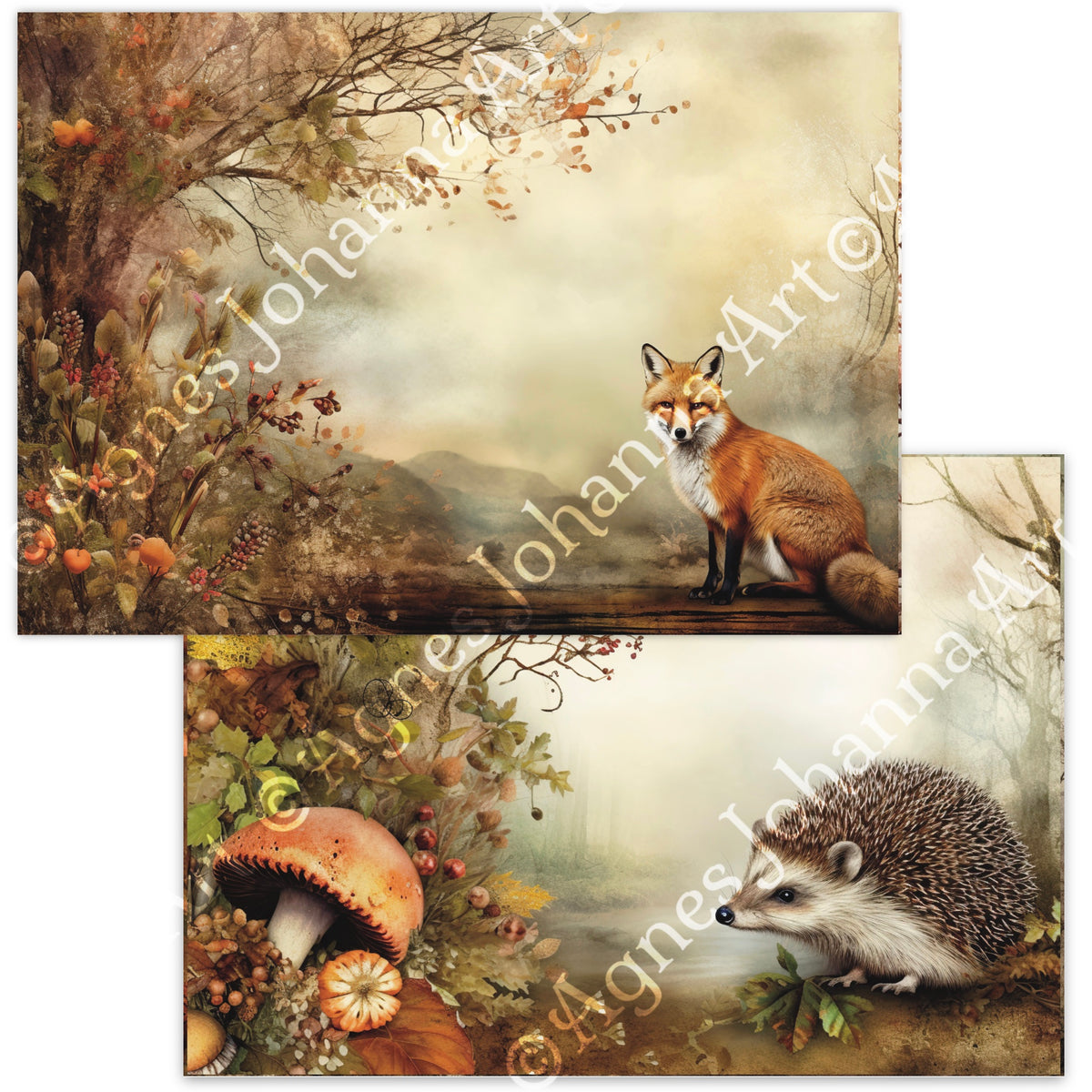 Gedrucktes Papierset "Waldtiere im Herbst"