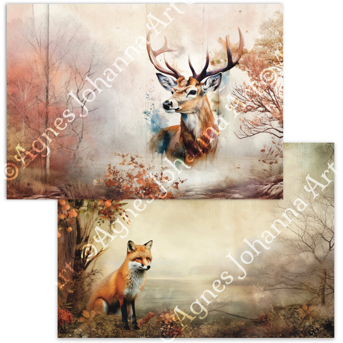 Gedrucktes Papierset "Waldtiere im Herbst"