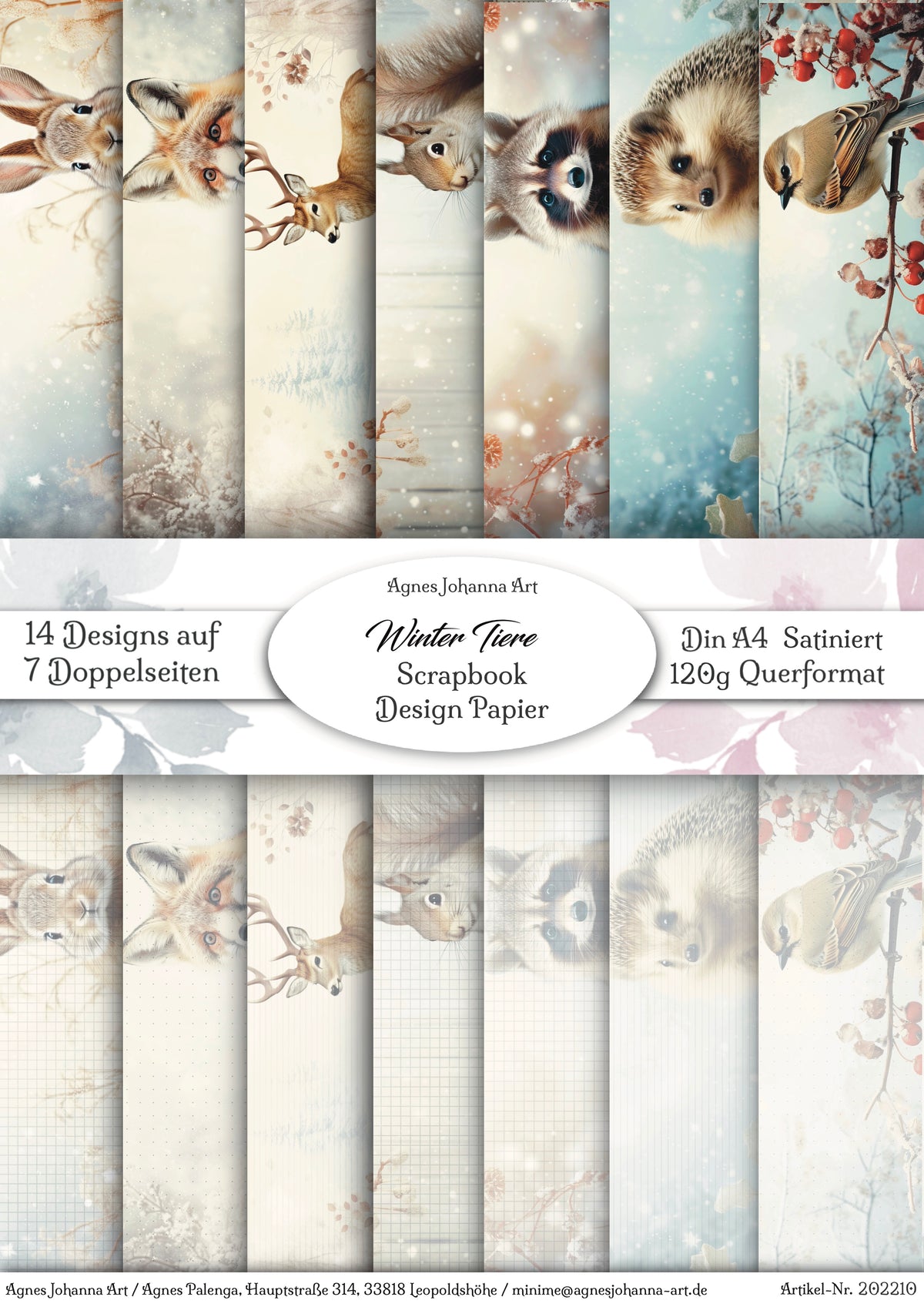 Gedrucktes Papierset "Wintertiere"