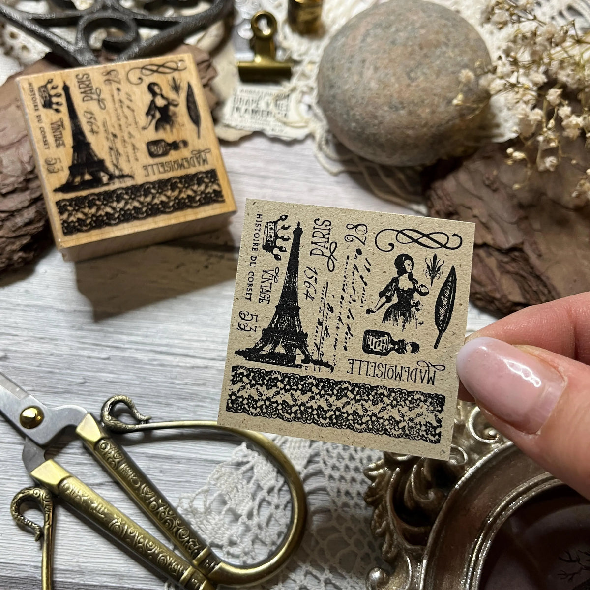 Holzstempel „Themen Collage“ – 5 x 5 cm
