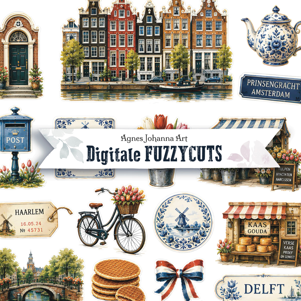 Digitale Fuzzy Cuts „Weltenbummler“ – Postkarte aus Niederlande