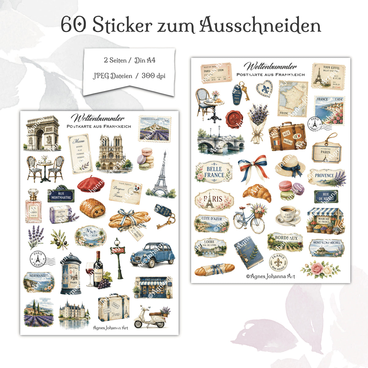 Digitale Fuzzy Cuts „Weltenbummler“ – Postkarte aus Frankreich