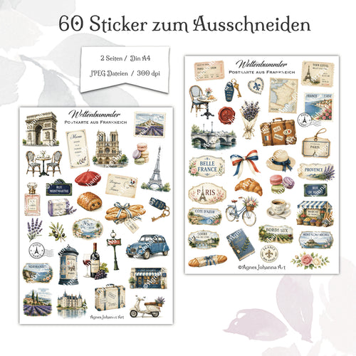 Digitale Fuzzy Cuts „Weltenbummler“ – Postkarte aus Frankreich