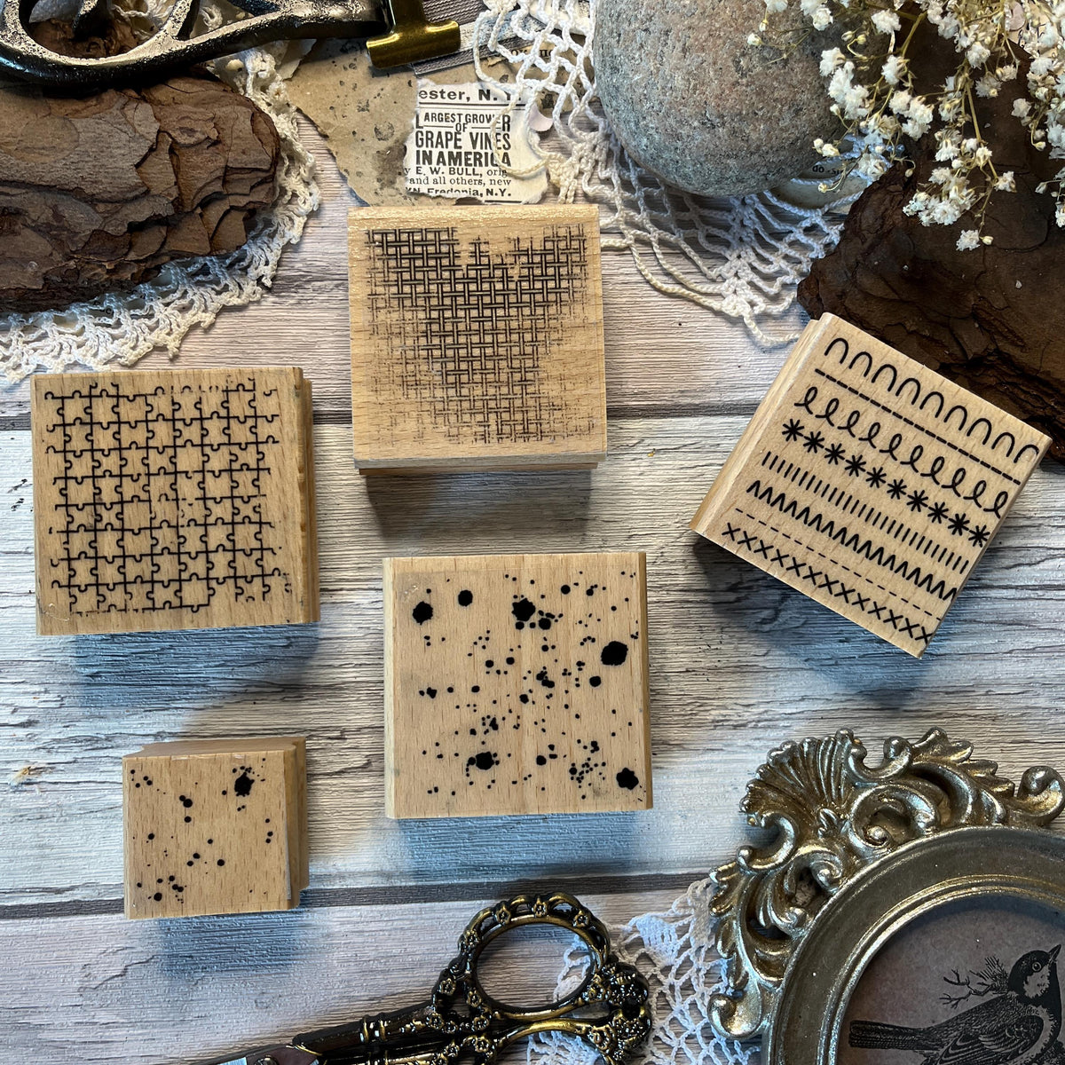 Holzstempel „Muster“ – 5 x 5 cm und 3 x 3 cm
